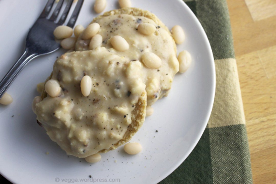 Vegan Calcium-Packed Navy Bean Biscuits and Roasted Garlic Gravy 