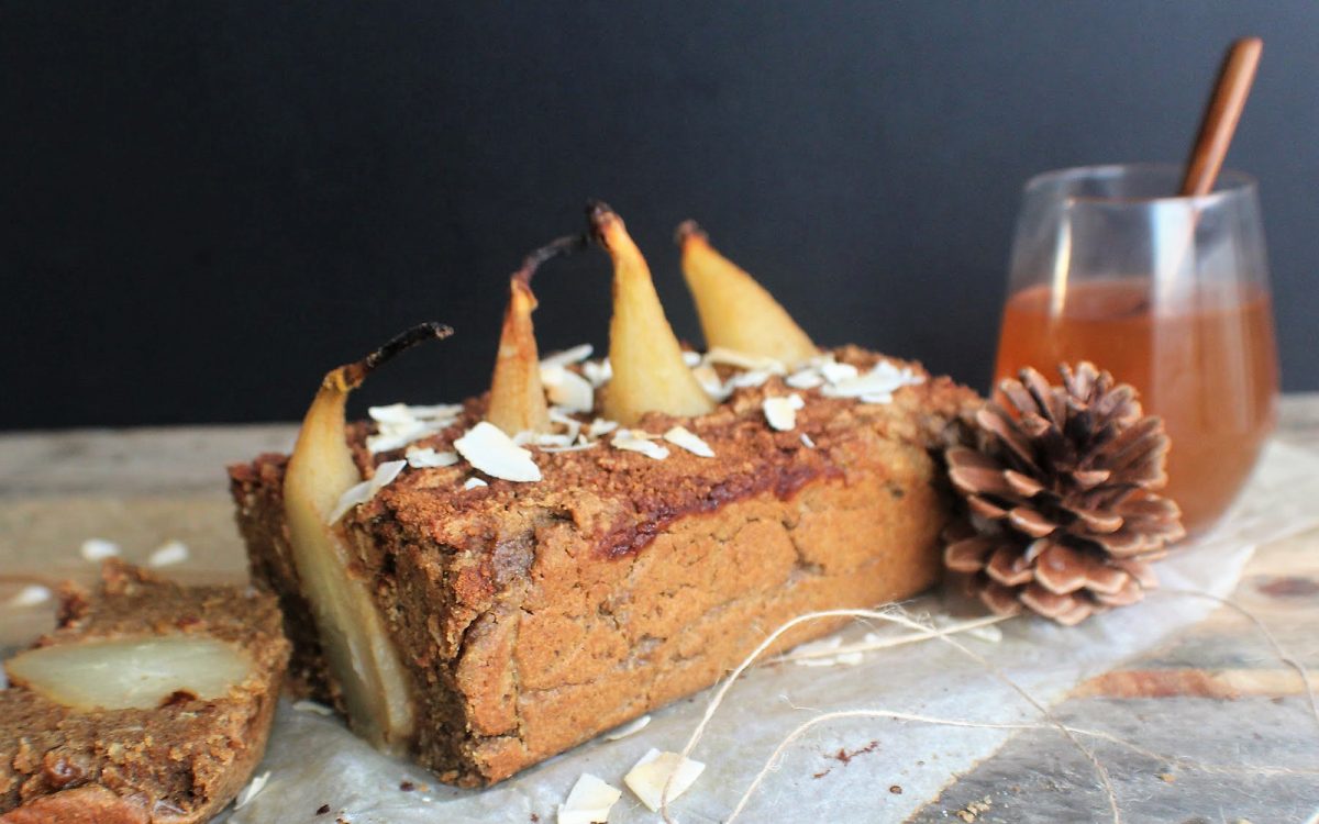 Chai Spiced Poached Pear Coconut Loaf b