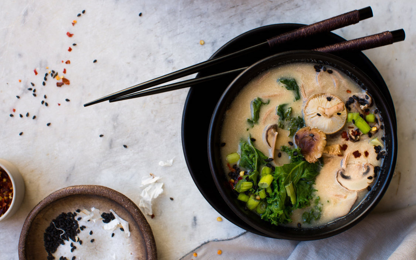 Miso Soba Soup With Mushrooms