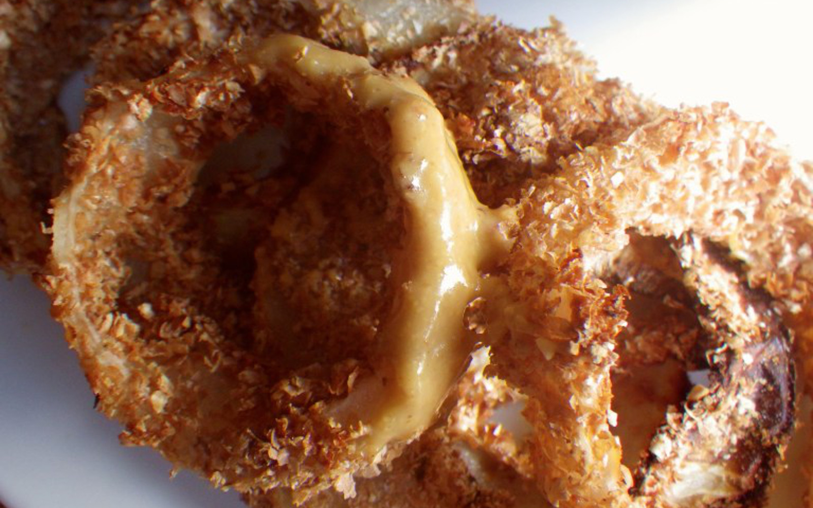 Healthy Baked Onion Rings with Miso Gravy
