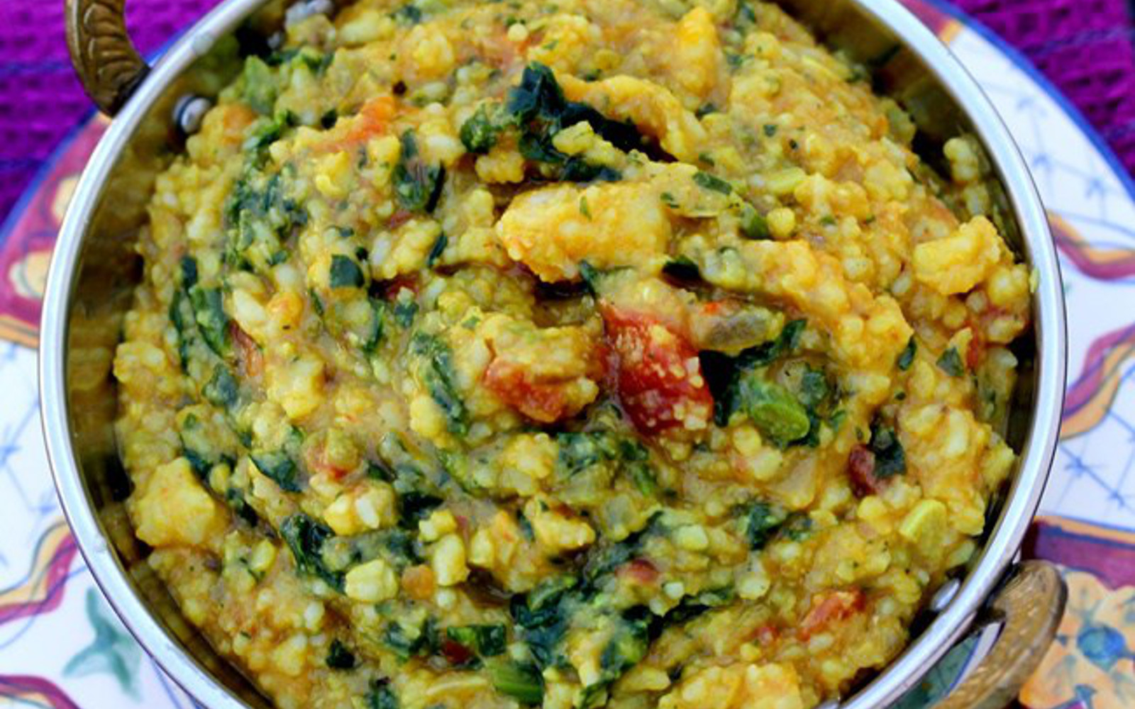 Vegan GLuten-Free Masala Moong Dal Kitchari with vegetables