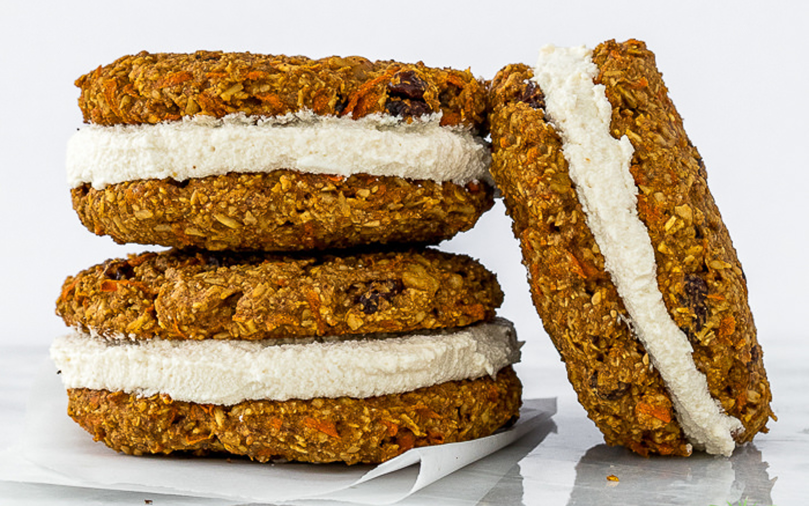 Carrot Cake Cookie Sandwiches With Coconut Cream Cheese Filling