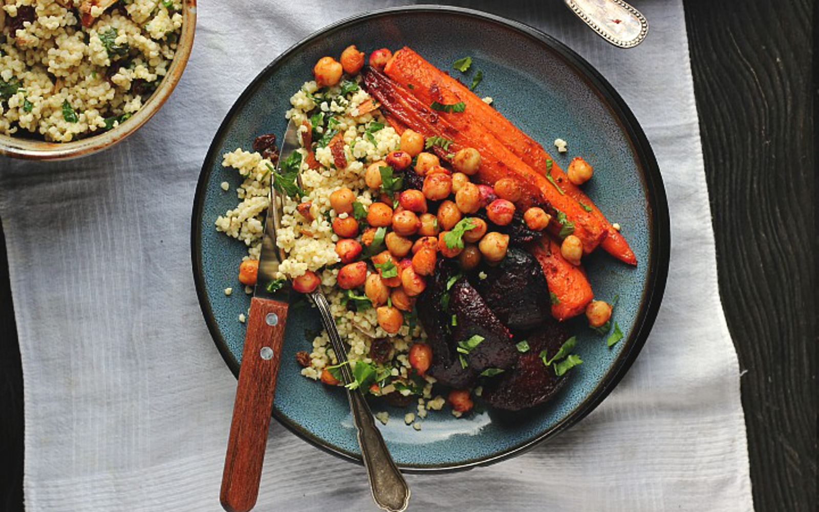 Harissa Roasted Roots With Crispy Chickpeas