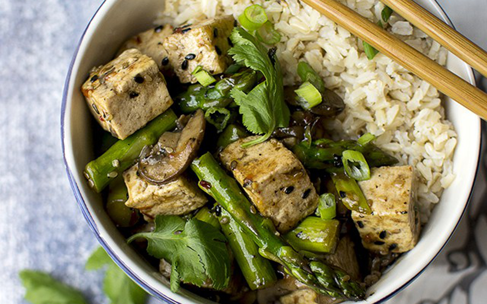 Vegan Sesame Tofu Asparagus Stir Fry