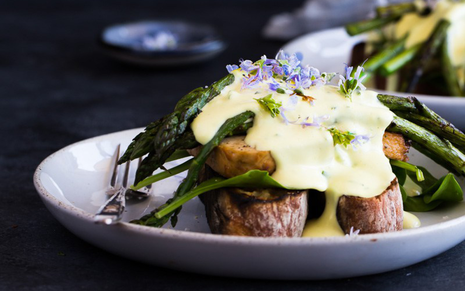 Grilled Asparagus and Smoked Tofu Benedict