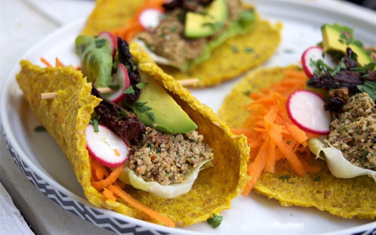Raw Mexican Tacos With Corn Tortillas