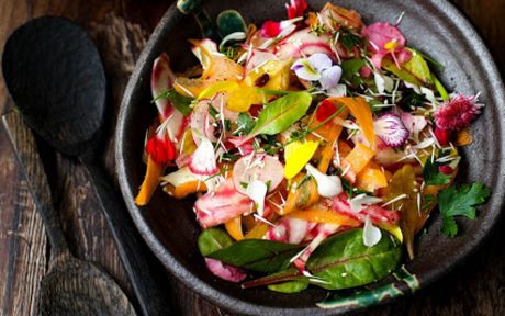 Spring Salad With Carrots, Beets, and Flowers
