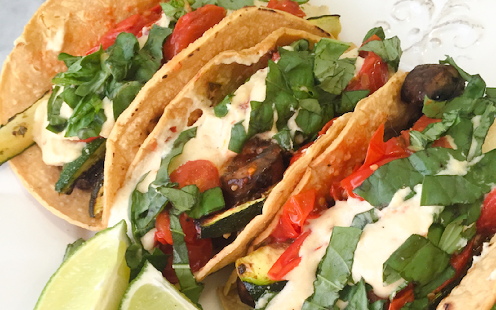 Roasted Vegetable Tacos With Spicy Cashew Cheese