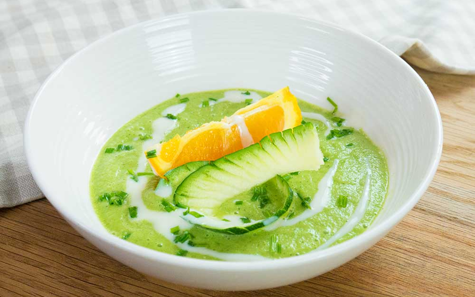 cold zucchini soup with orange and basil