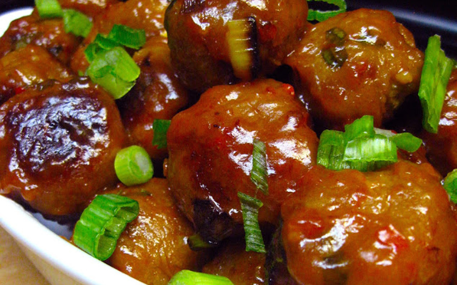Vegan Sweet and Sour Bean Meatballs with Scallions