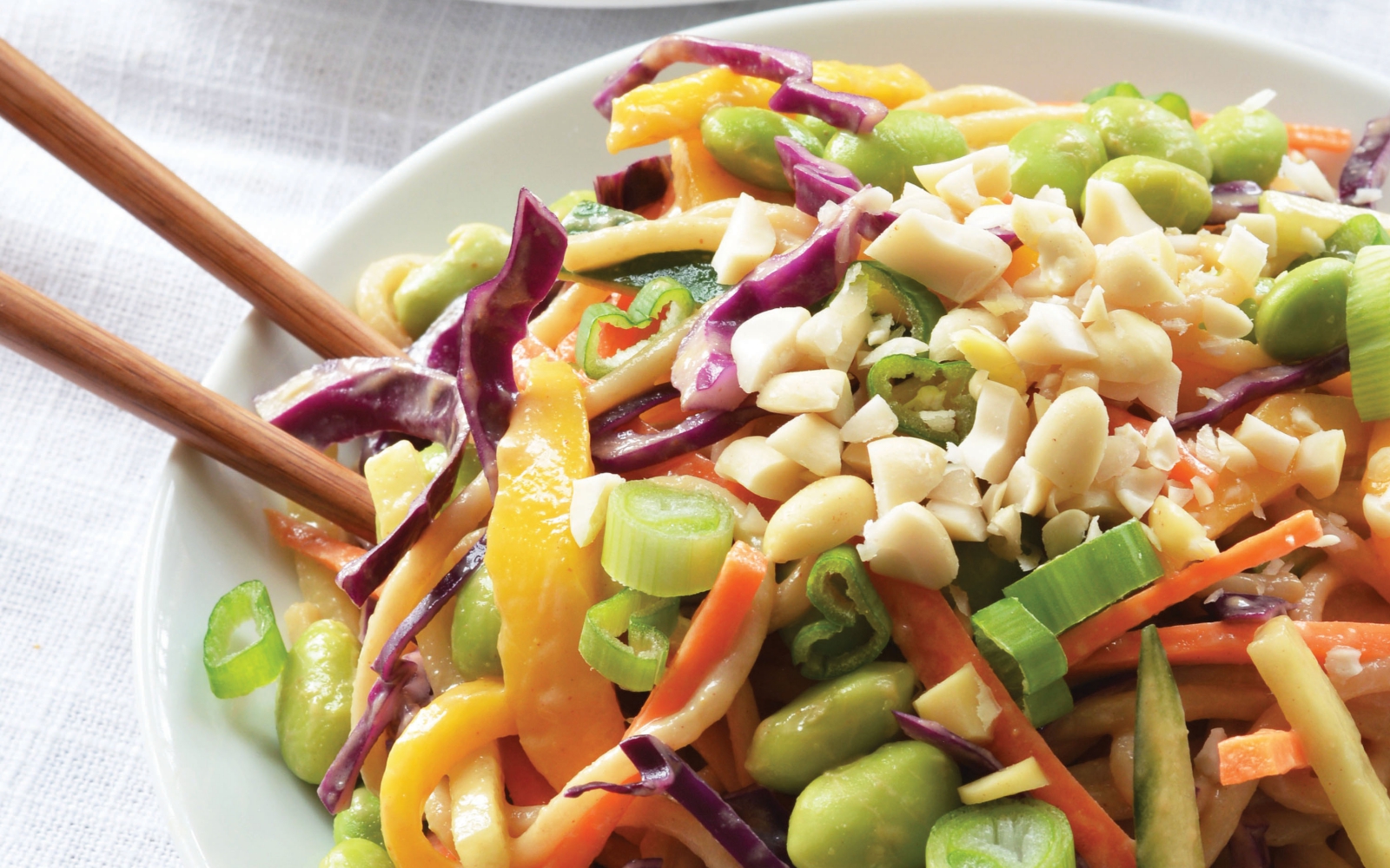Vegan Edamame Peanut Noodle Salad rich in omega-3