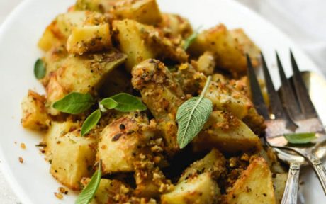 Vegan Gluten-Free Sage and Almond Pesto Roasted Potato Salad 