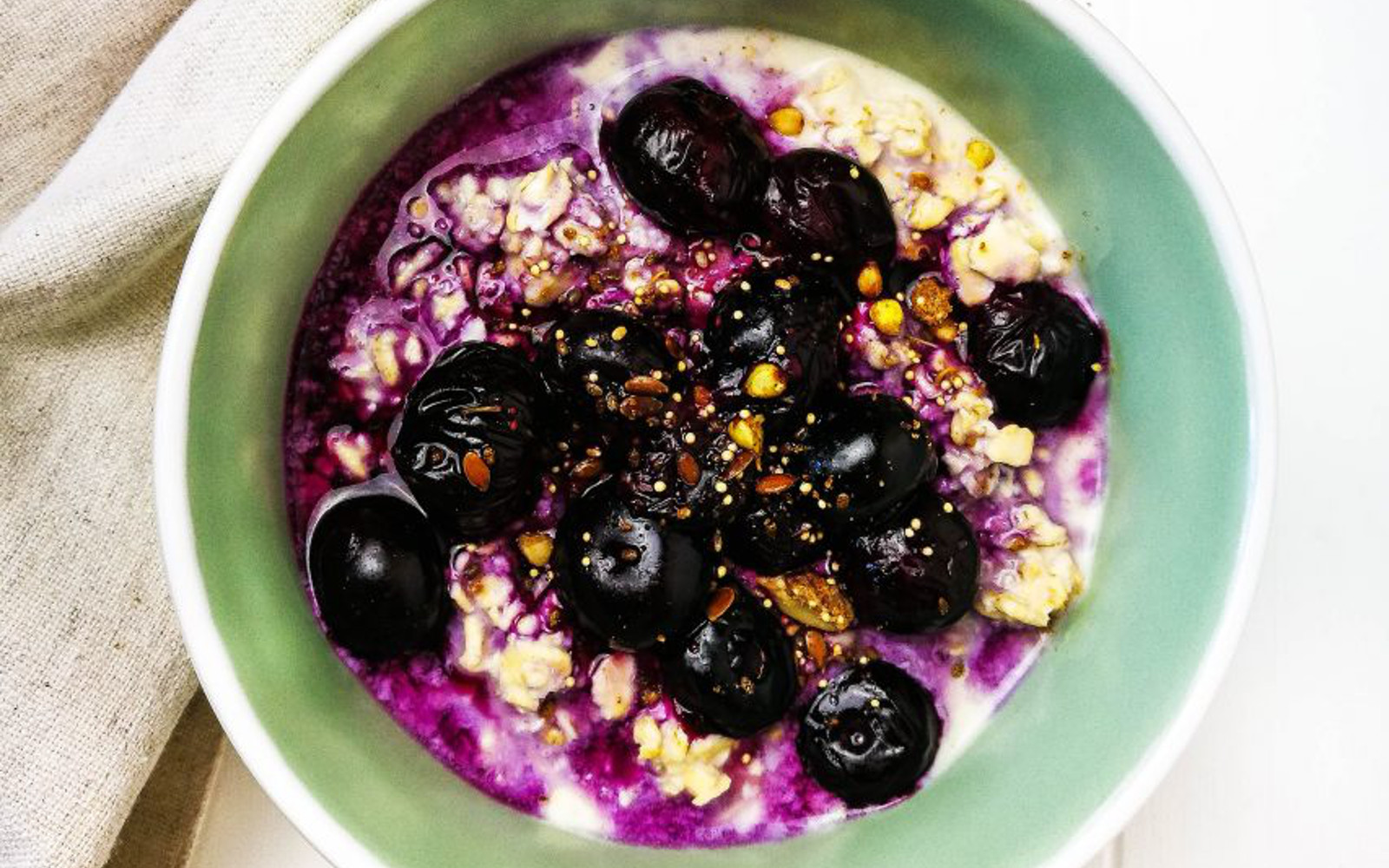 Vegan Gluten-Free Warm Blueberry Overnight Oats with compote