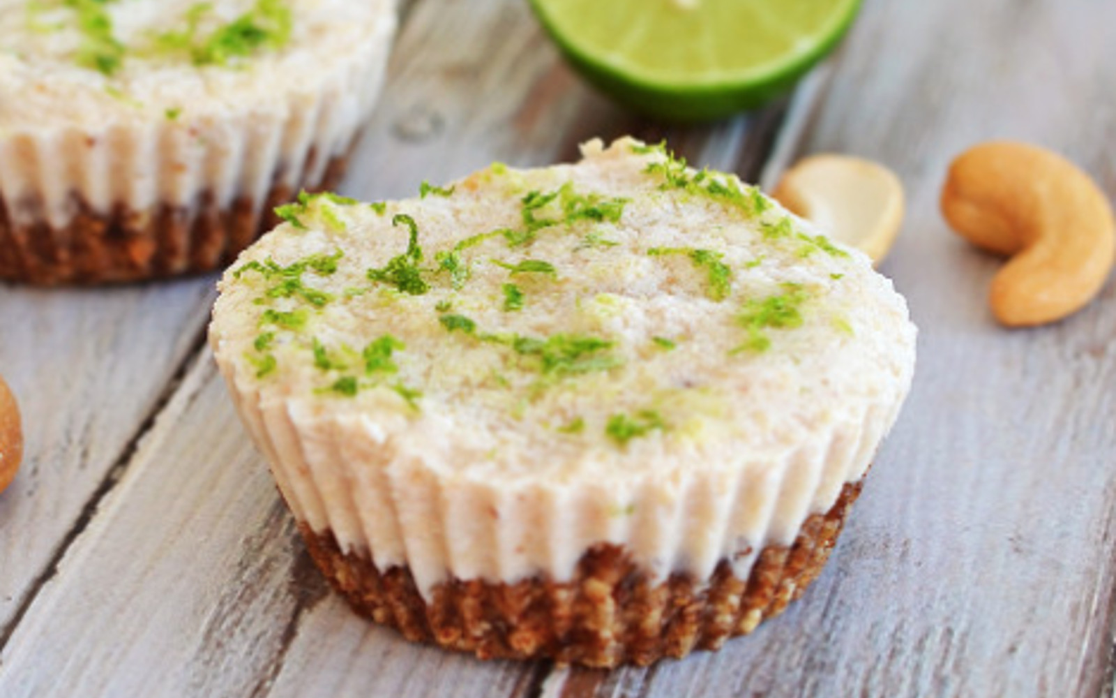 Vegan Gluten-Free Mini Key Lime Pies with lime zest topping