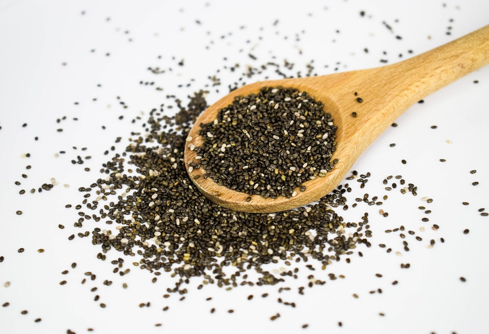 Small wooden spoon with chia seeds