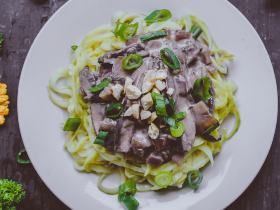 Creamy Mushrooms with Zucchini Noodles
