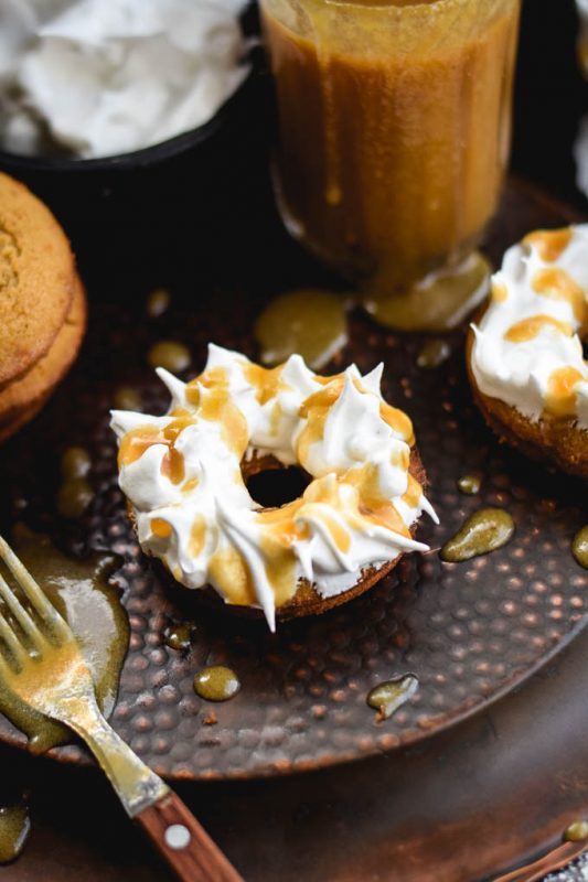 Meringue Frosted Butterbeer Baked Doughnuts