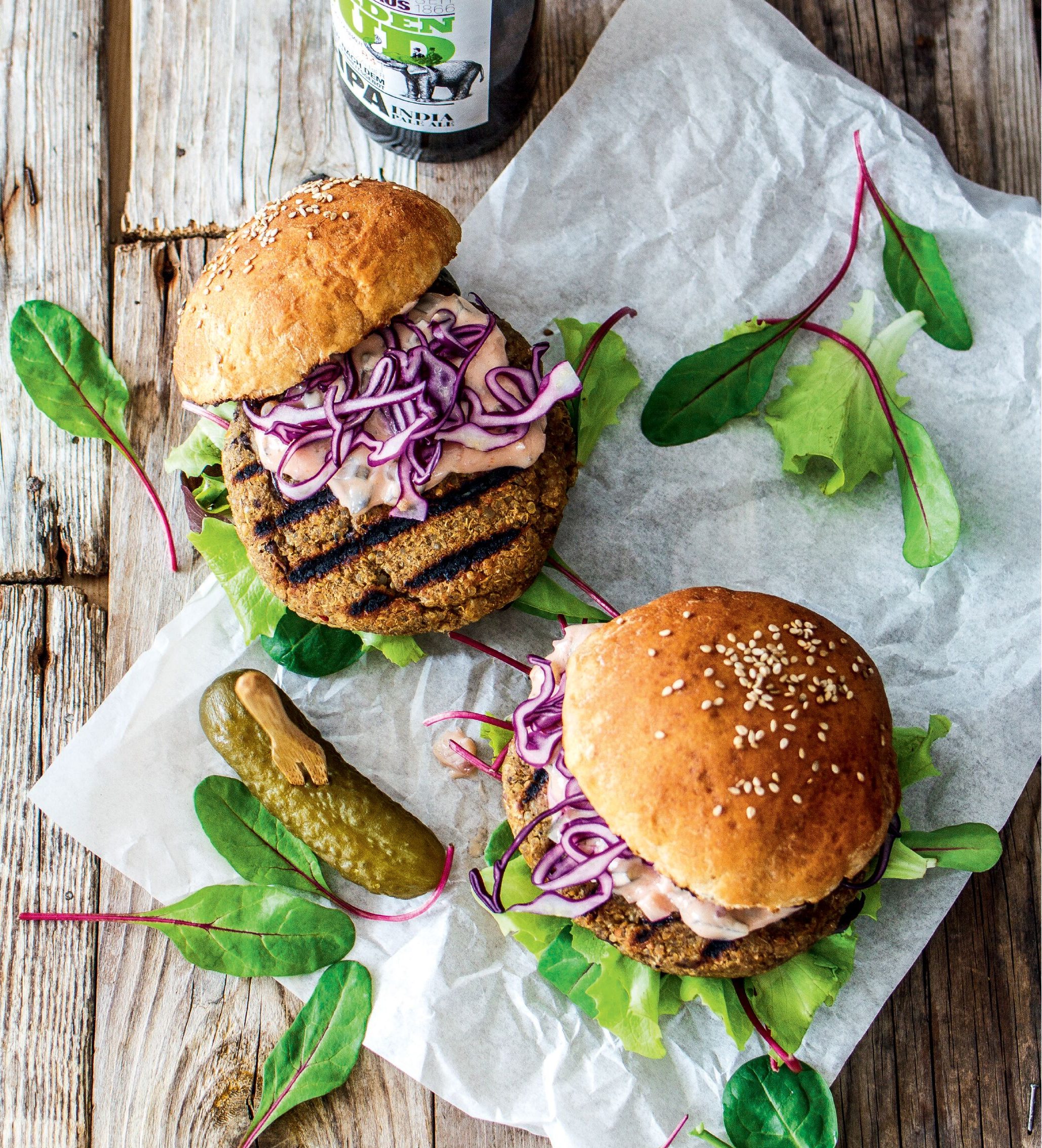 Quinoa and Chickpea Burgers With Burger Sauce