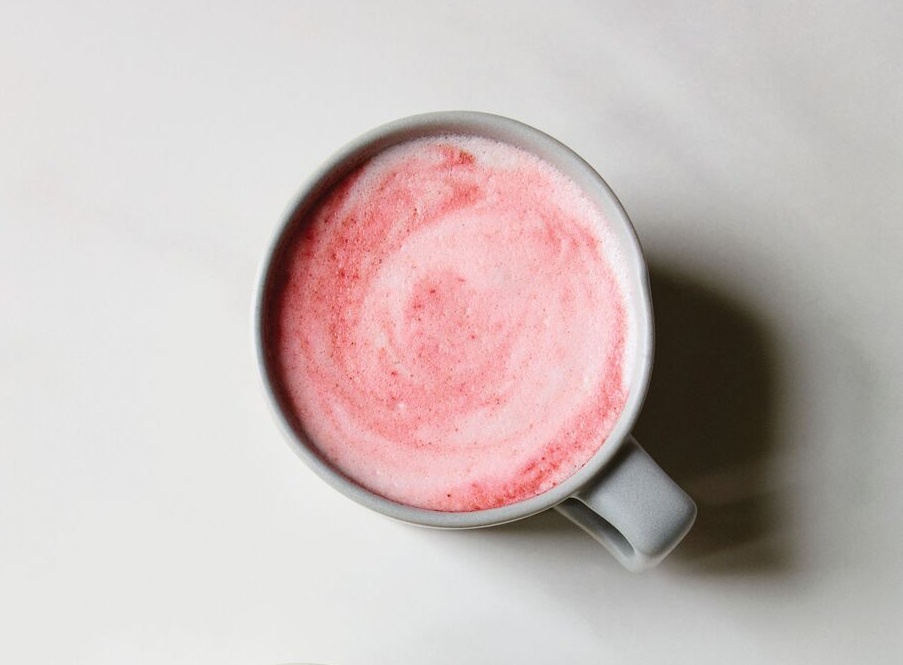 Morning drink pink latte