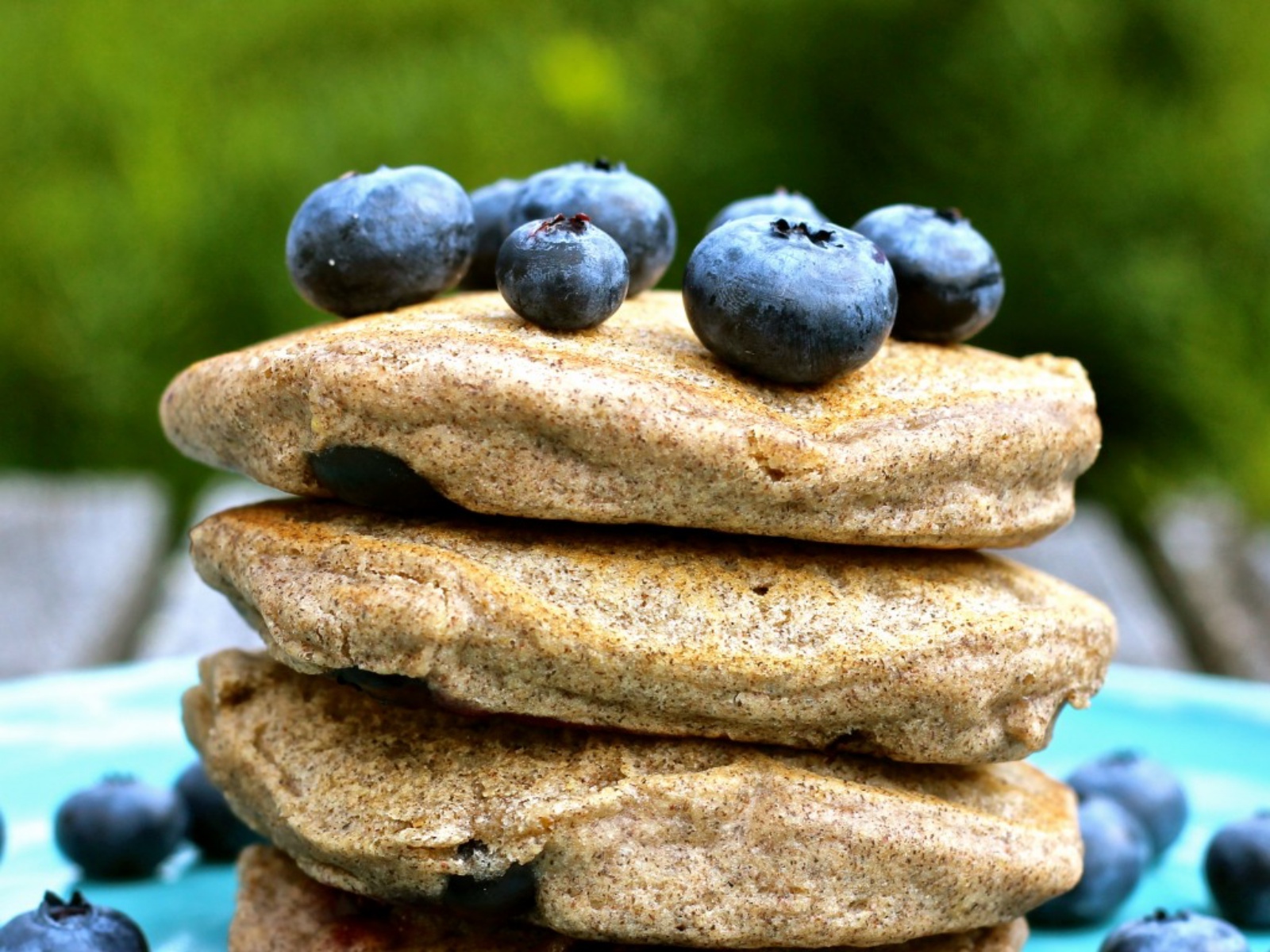 Vegan Whole Grain Blueberry Pancakes