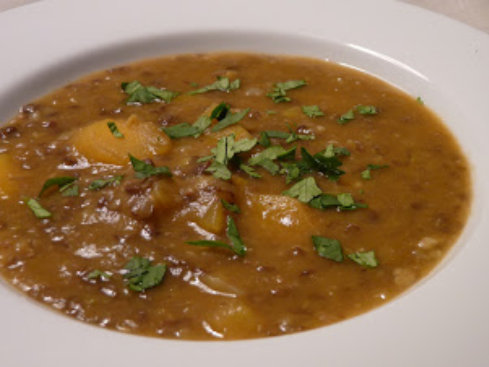 Simple Lentil Soup With Leeks and Yellow Carrots