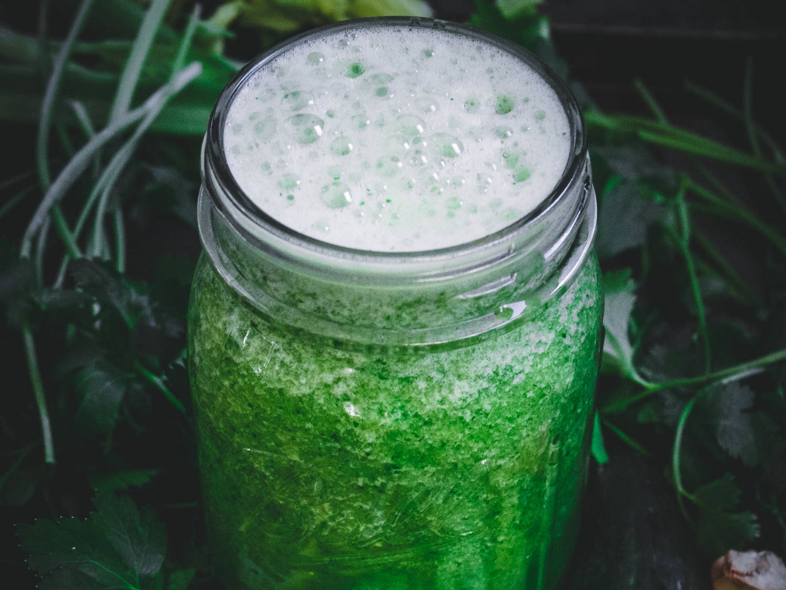 Energizing vegan parsley and cilantro green smoothie