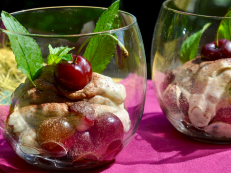 vegan yogurt cups with cherry