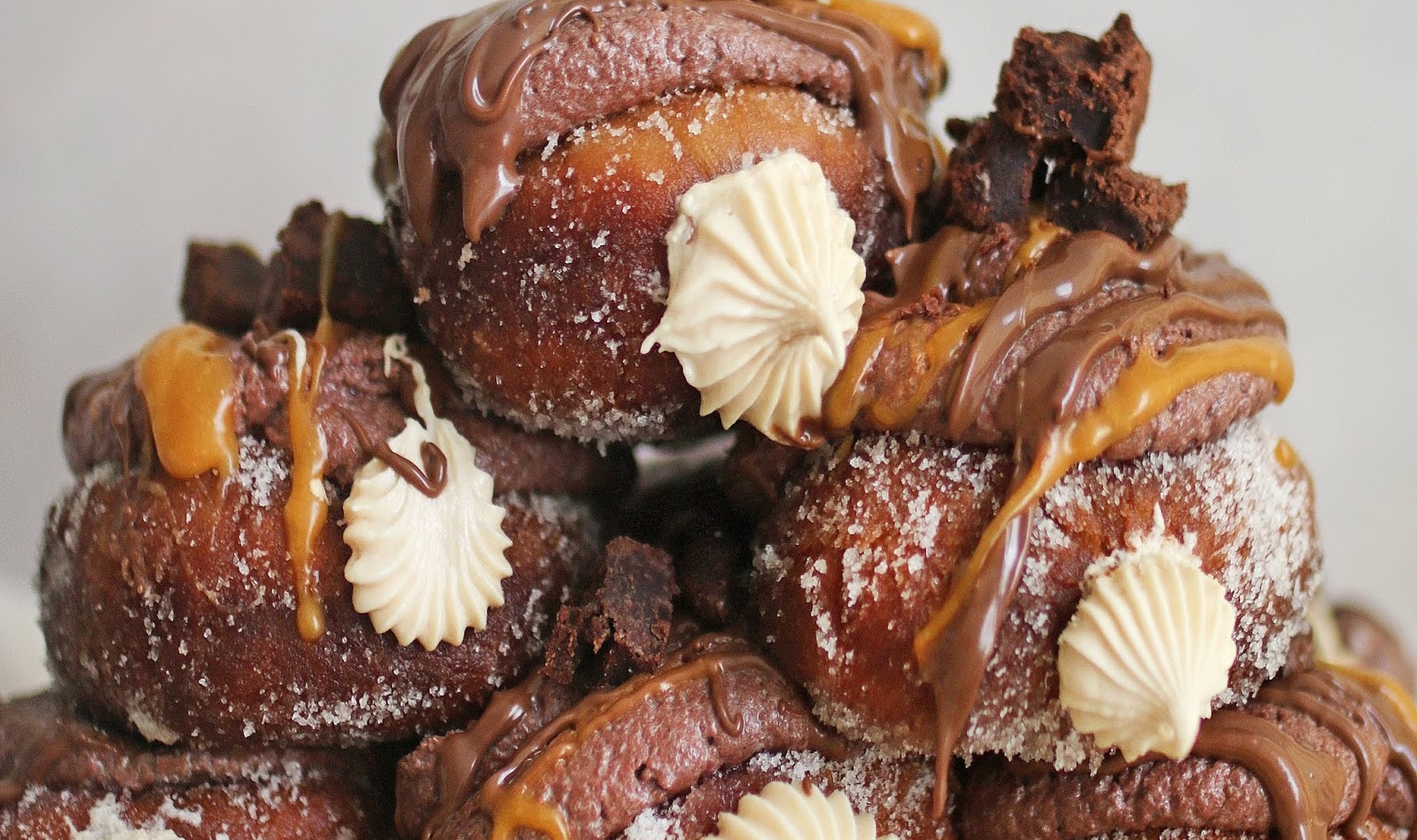 vegan salted caramel brownie donuts with hazelnut filling