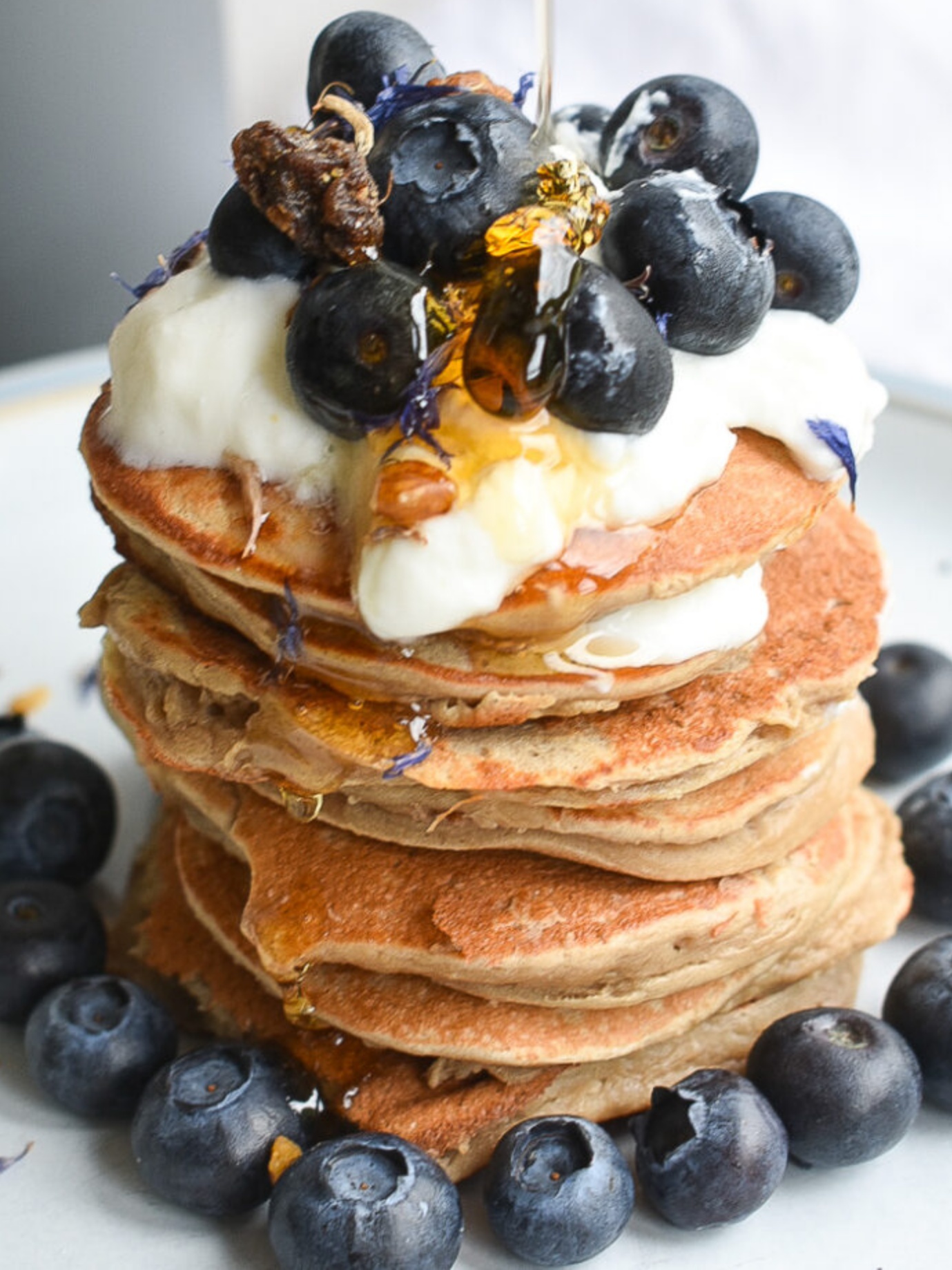 protein pancakes with blueberries