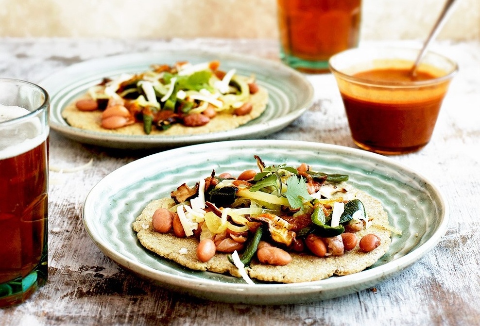 Vegan Roasted Poblano Shiitake Fajitas with Gluten-Free Tortillas