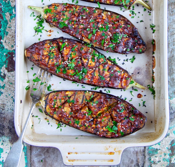 Peanut Butter and Miso Roasted Eggplant