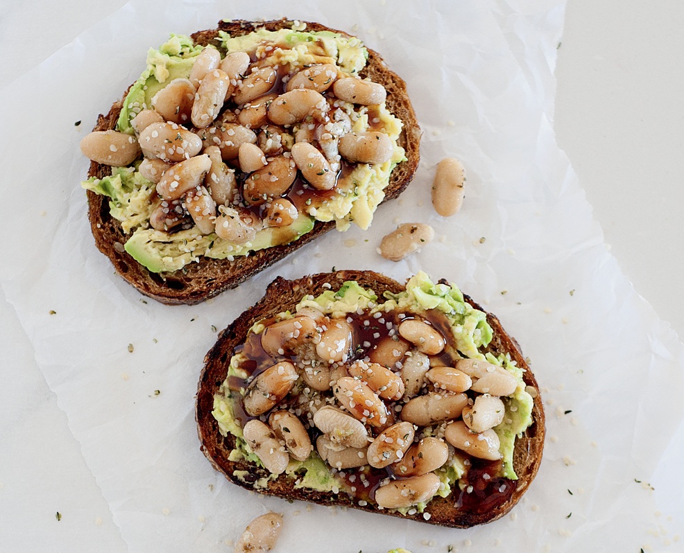 Garlicky White Bean Avocado Toast with BBQ Drizzle