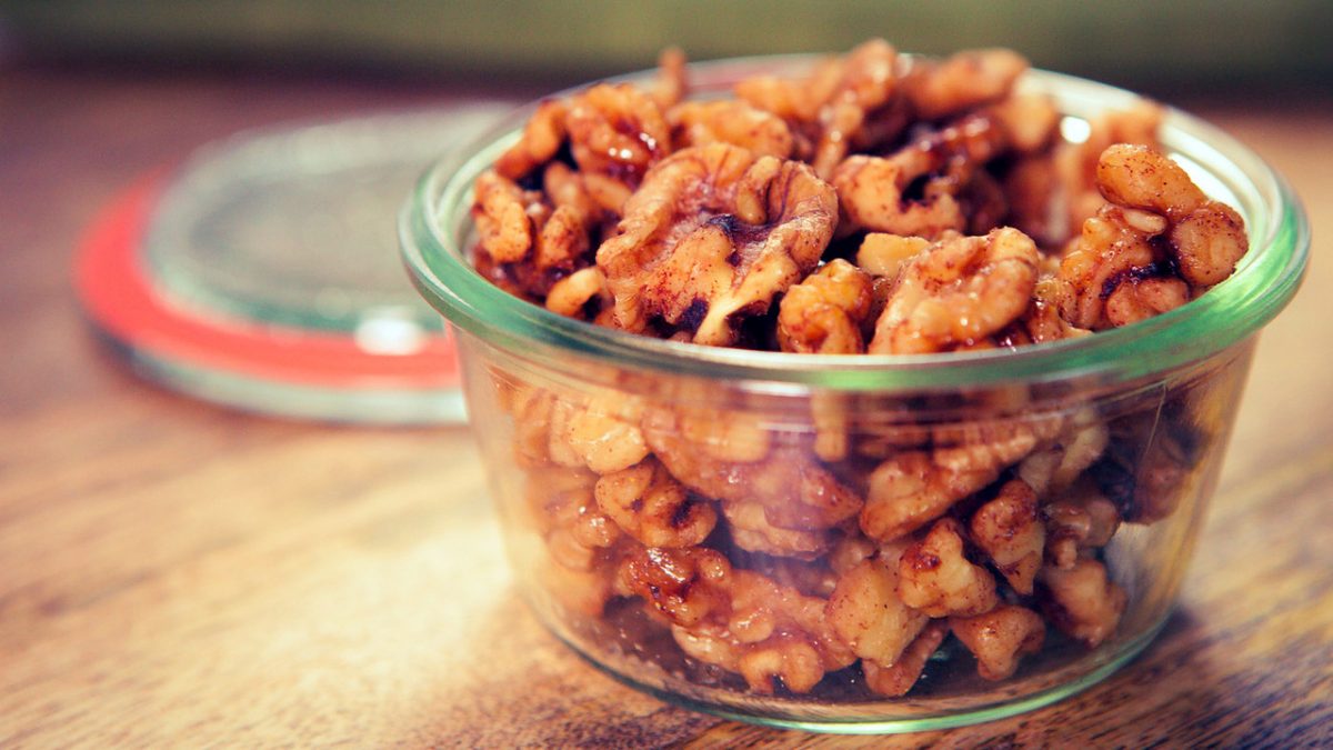 Vegan Maple Chipotle Candied Walnuts