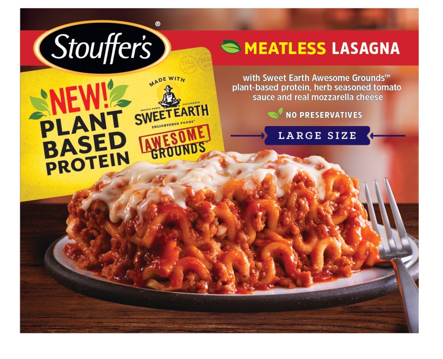 STOUFFER’S Meatless Lasagna with SWEET EARTH Awesome Grounds.