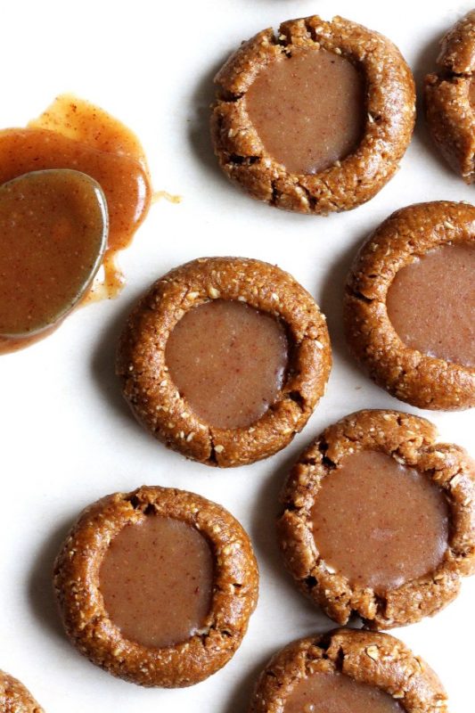Caramel Gingerbread Thumbprint Cookies