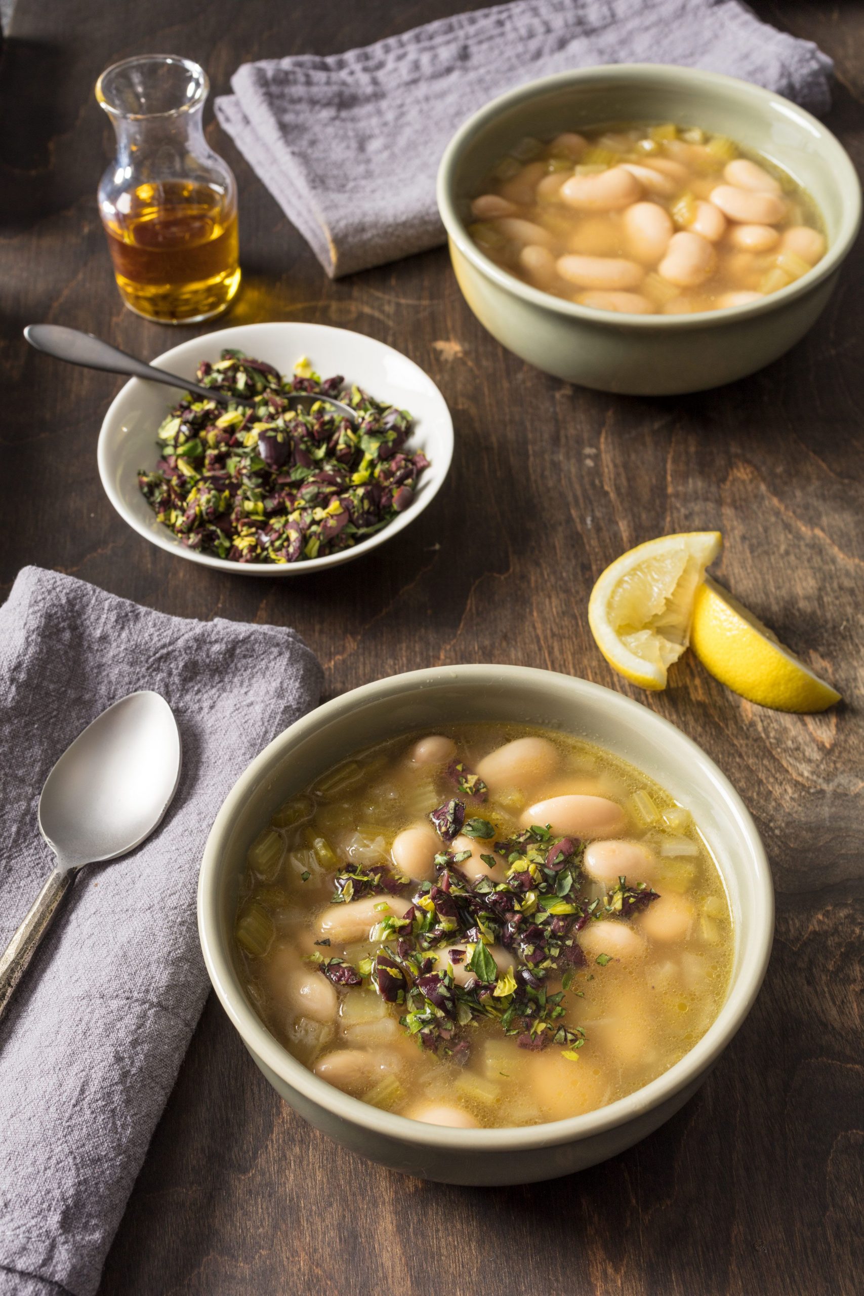 Vegan Gigante Bean Soup with Celery and Olives