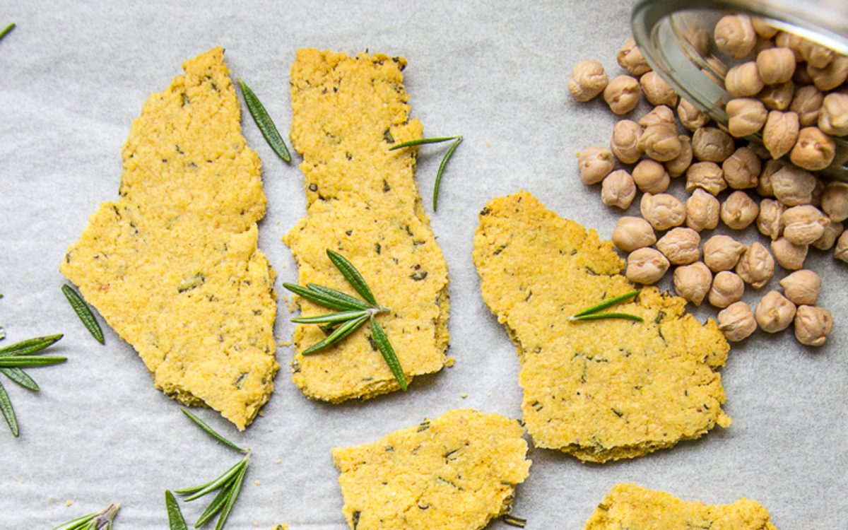 Salted Rosemary Chickpea Crackers