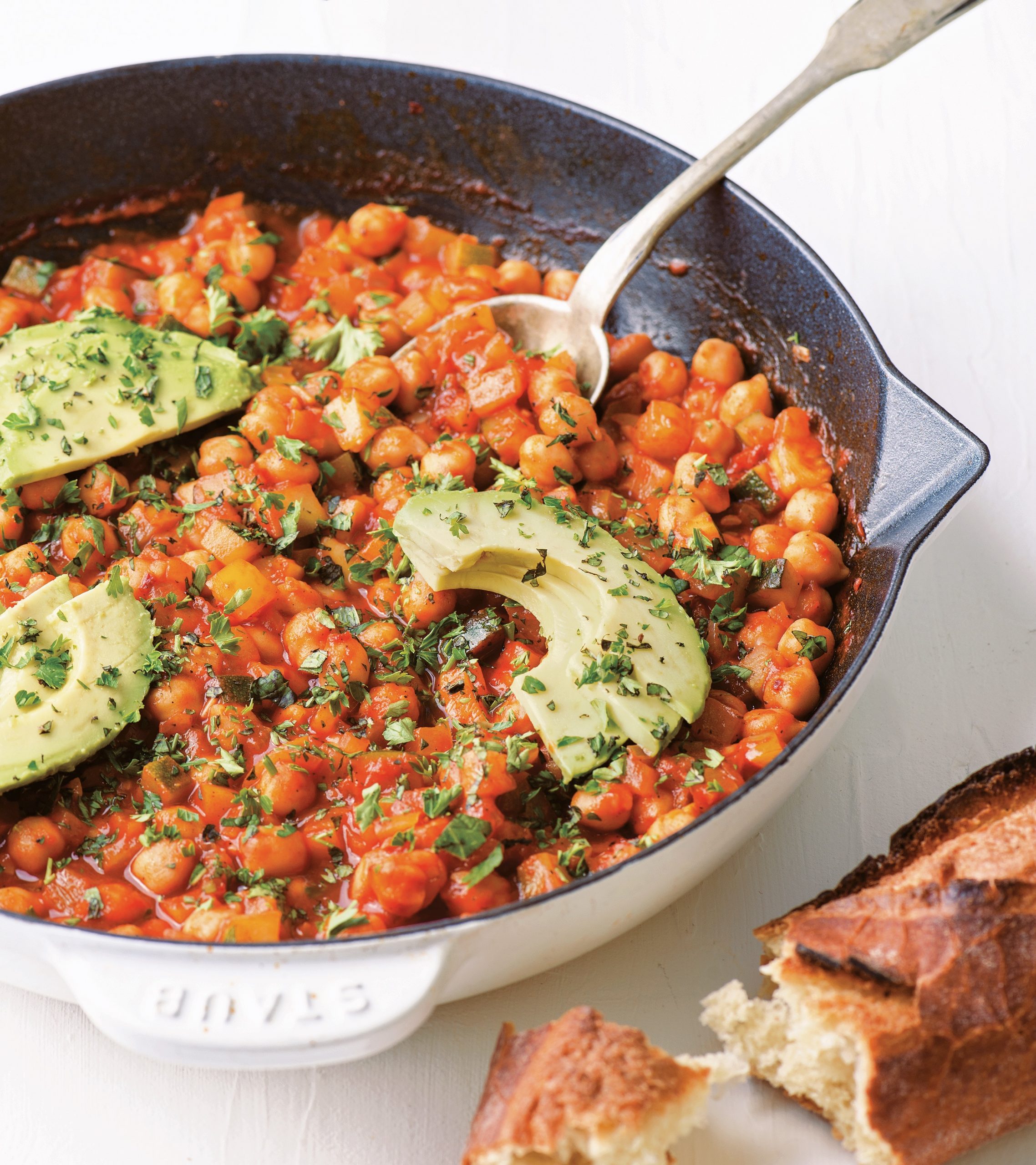 Chickpea Shakshouka with Avocados and Fresh Herbs