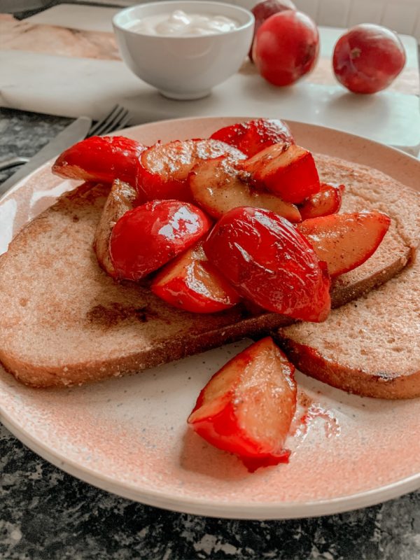 French Toast With Spiced Plums Vegan
