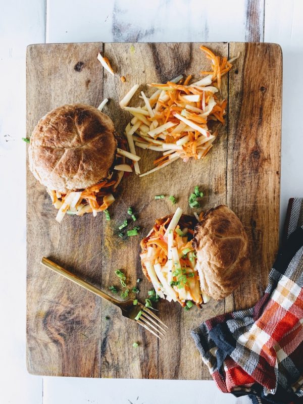 Vegan Pulled ‘Pork’ Sandwiches With Carrot Apple Slaw