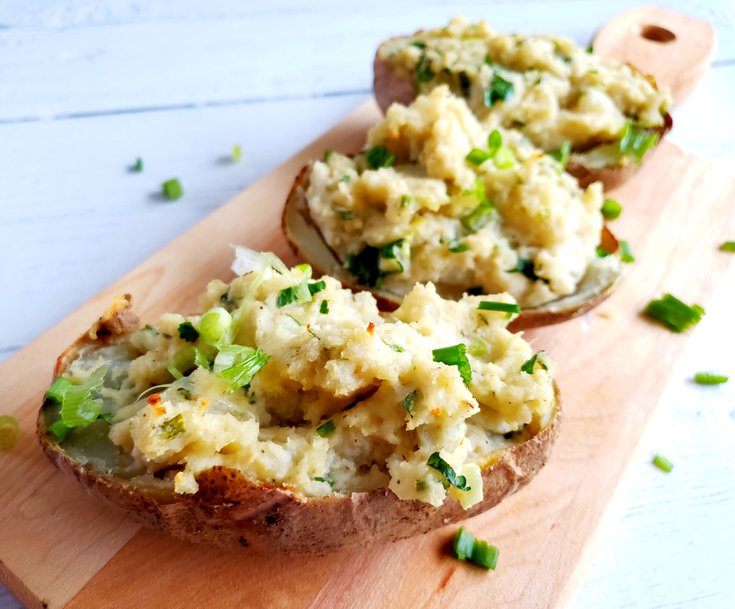 Vegan Easy Garlic Chive Twice-Baked Potatoes