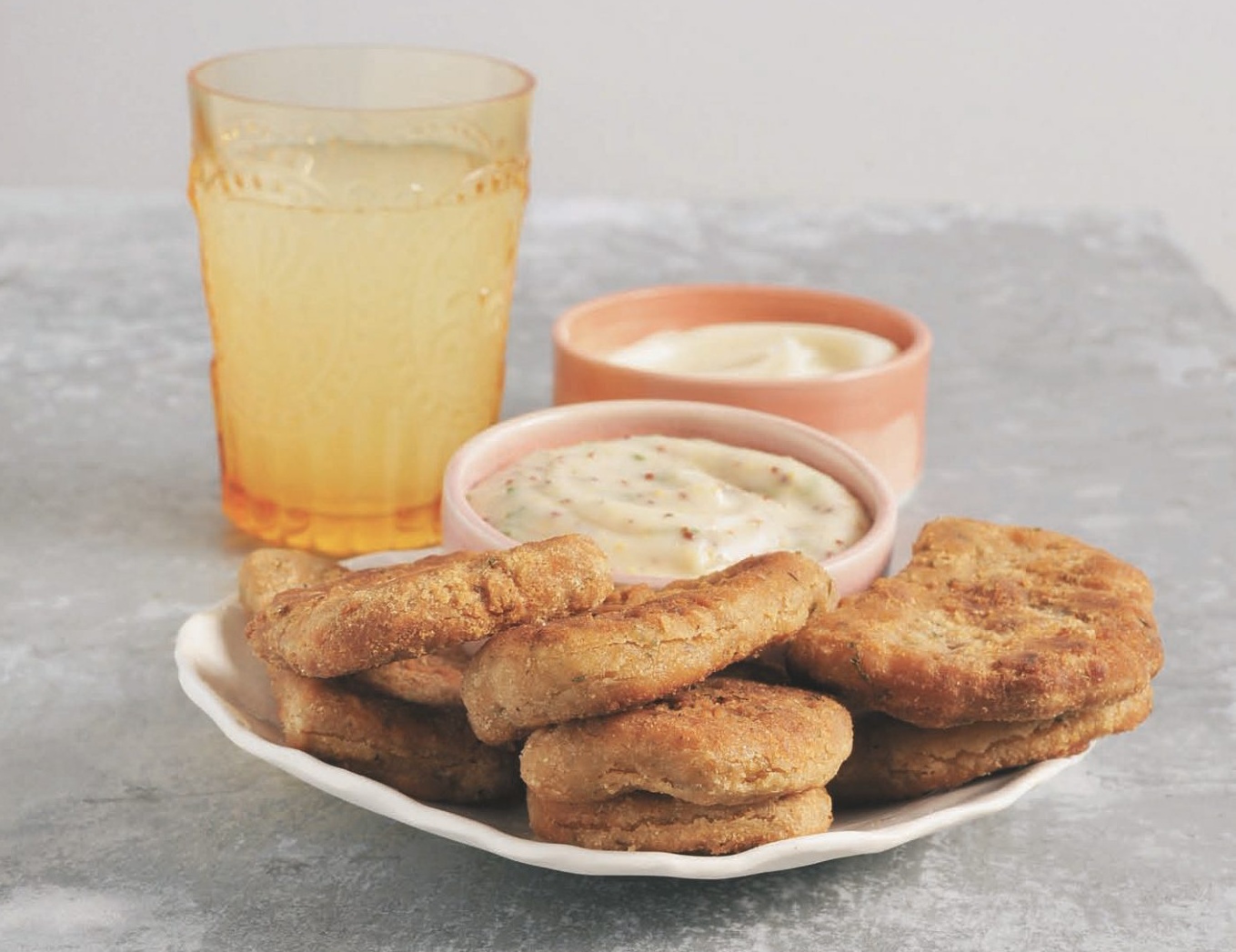 Vegan Quit-the-Cluck Nuggets with Mustard Chive Sauce