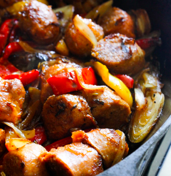 Skillet Sausage Peppers and Roasted Potatoes