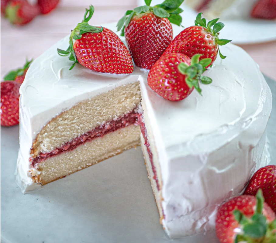 Easy Vanilla Cake With Strawberry Jam Vegan One Green Planet