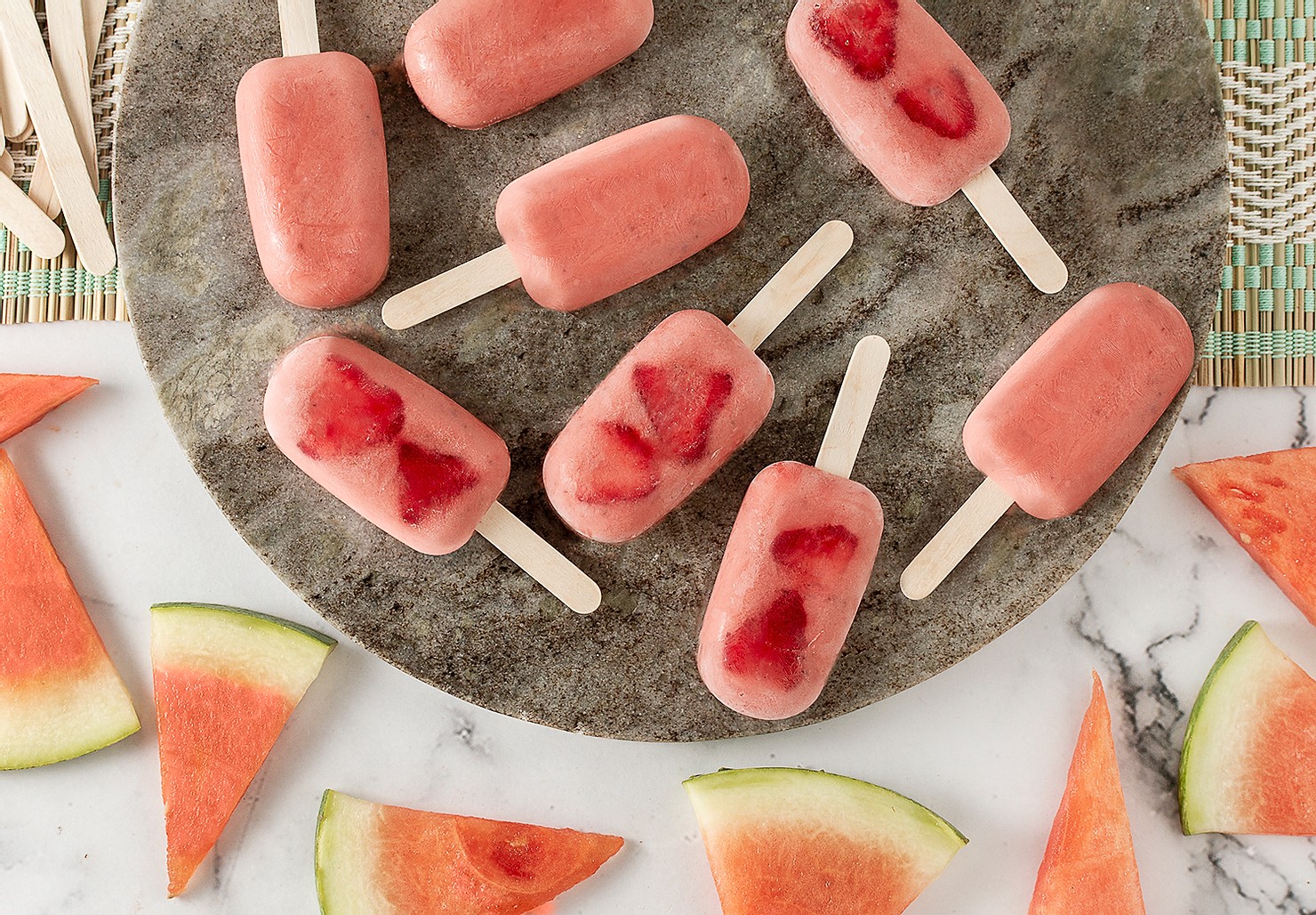 Strawberry-Watermelon Daiquiri Mocktail Pops