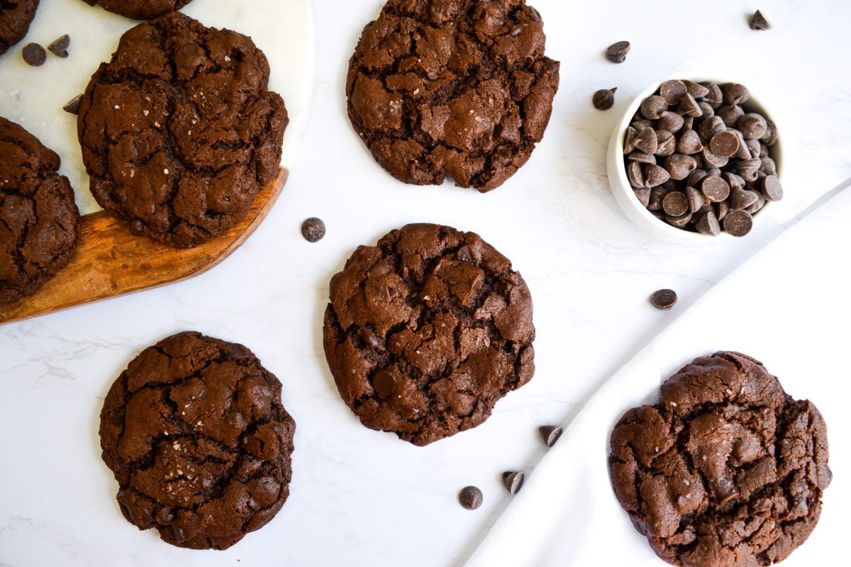 Vegan Soft and Chewy Double Chocolate Cookies