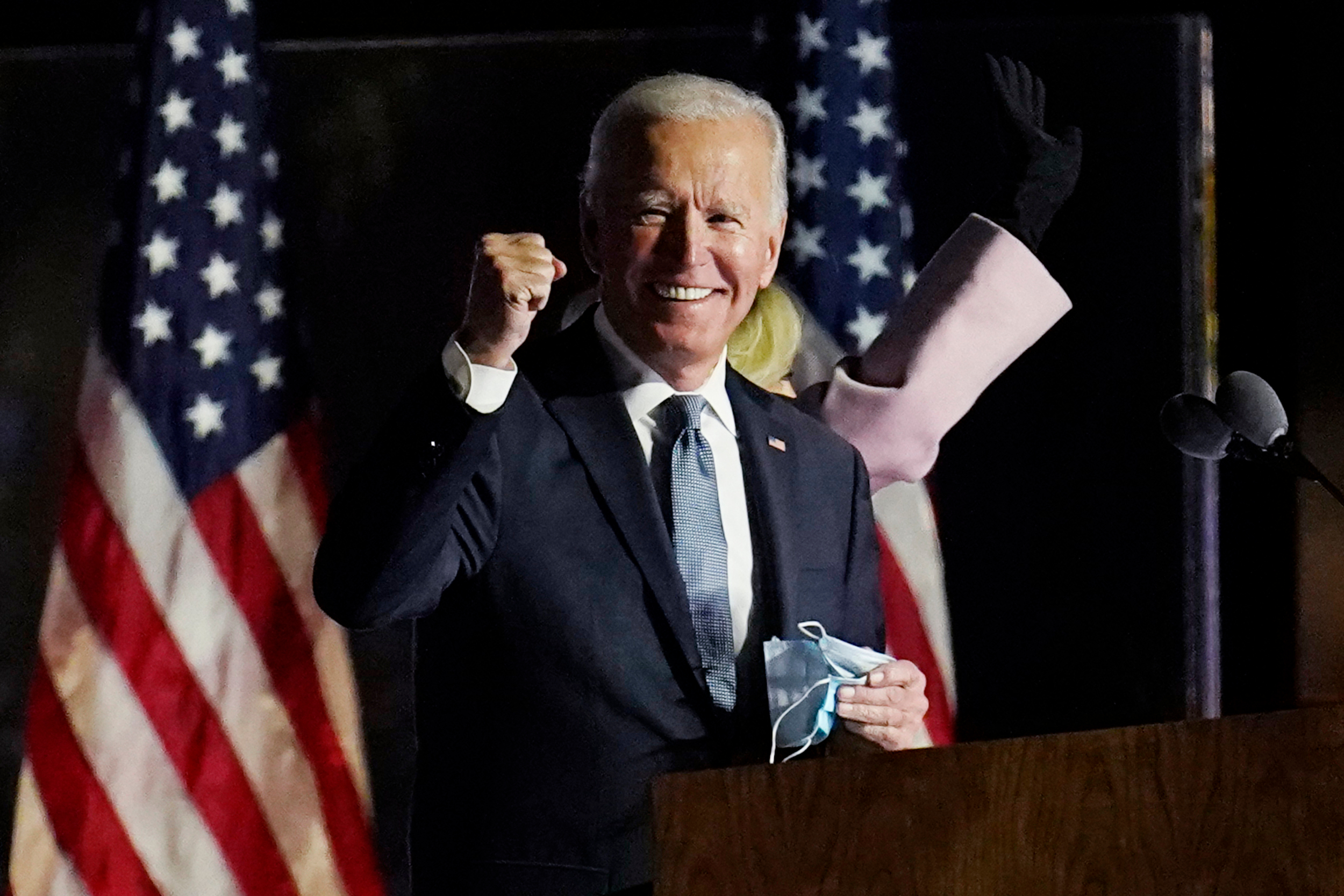 11/07/2020,USA:Democratic presidential candidate former Vice President Joe Biden speaks to supporters,in Wilmington.