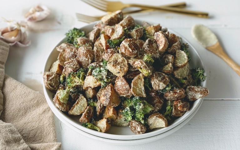 Vegan Roasted Potato Broccoli Salad