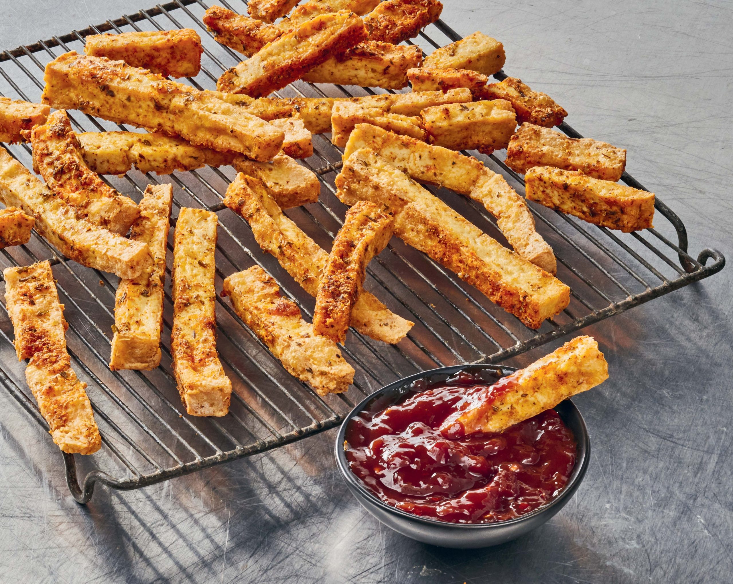 Tofu fries with chilli and lime ketchup