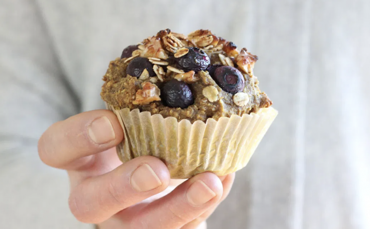 Vegan walnut and blueberry muffins